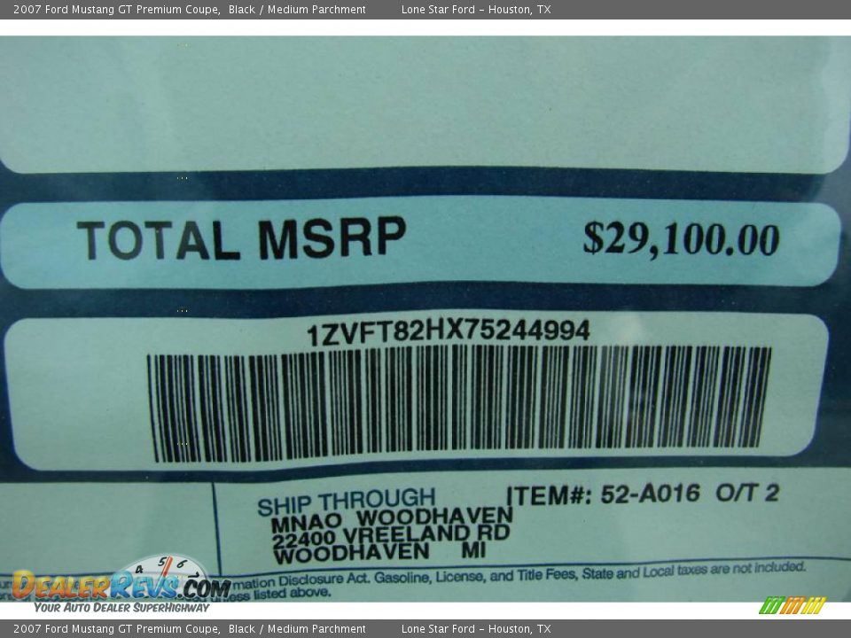 2007 Ford Mustang GT Premium Coupe Black / Medium Parchment Photo #30