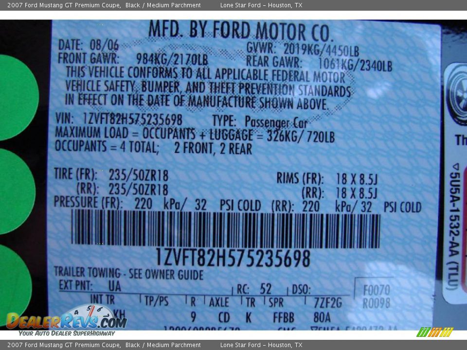 2007 Ford Mustang GT Premium Coupe Black / Medium Parchment Photo #29
