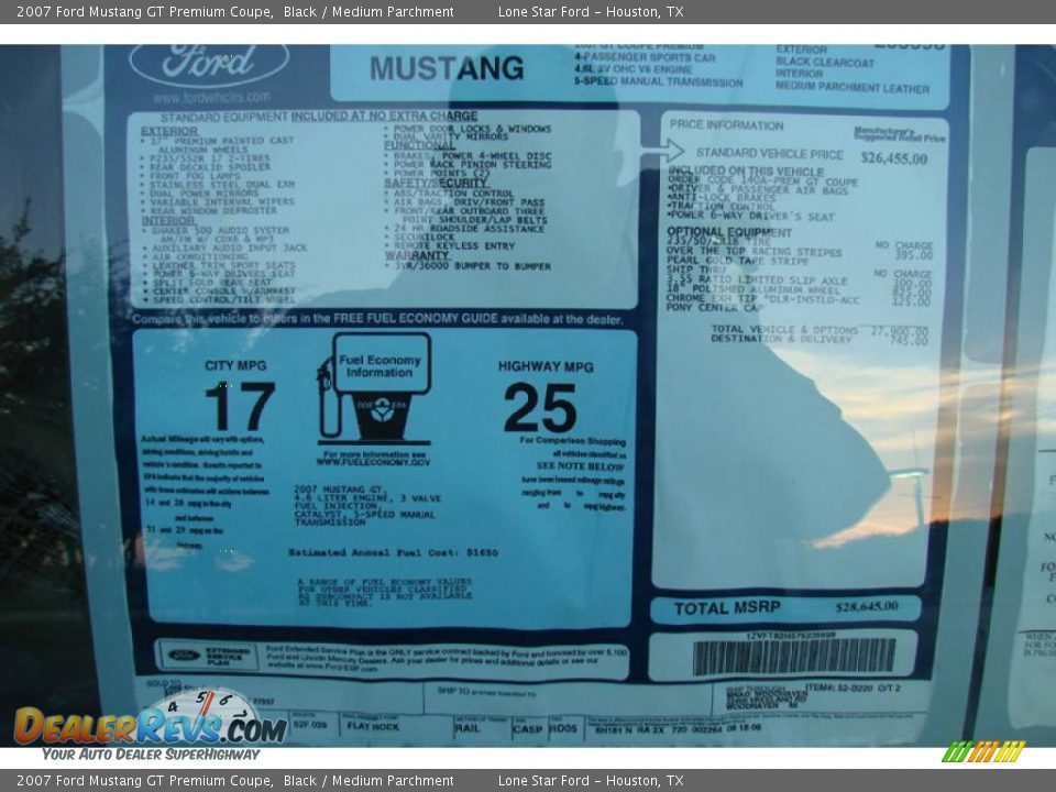 2007 Ford Mustang GT Premium Coupe Black / Medium Parchment Photo #30