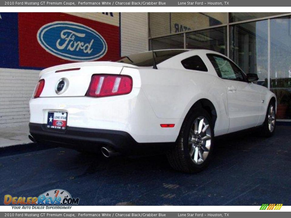 2010 Ford Mustang GT Premium Coupe Performance White / Charcoal Black/Grabber Blue Photo #3