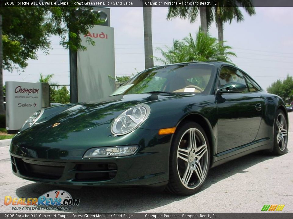 2008 Porsche 911 Carrera 4 Coupe Forest Green Metallic / Sand Beige Photo #7