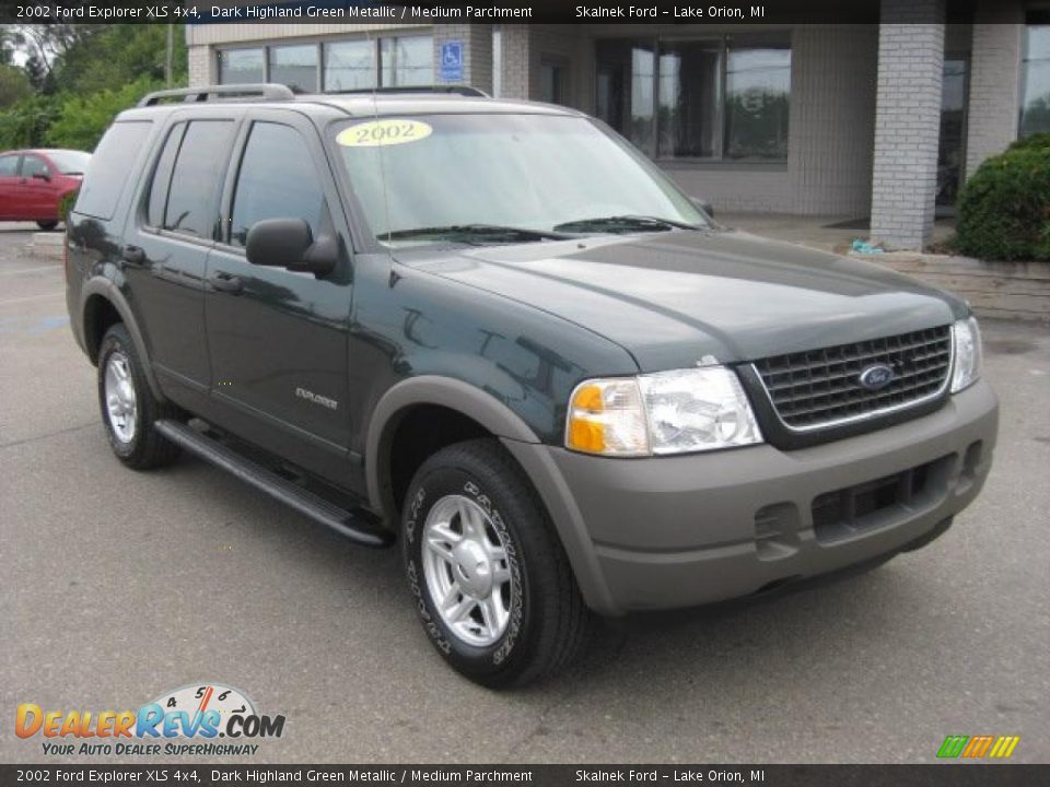 2002 Ford Explorer XLS 4x4 Dark Highland Green Metallic / Medium Parchment Photo #1