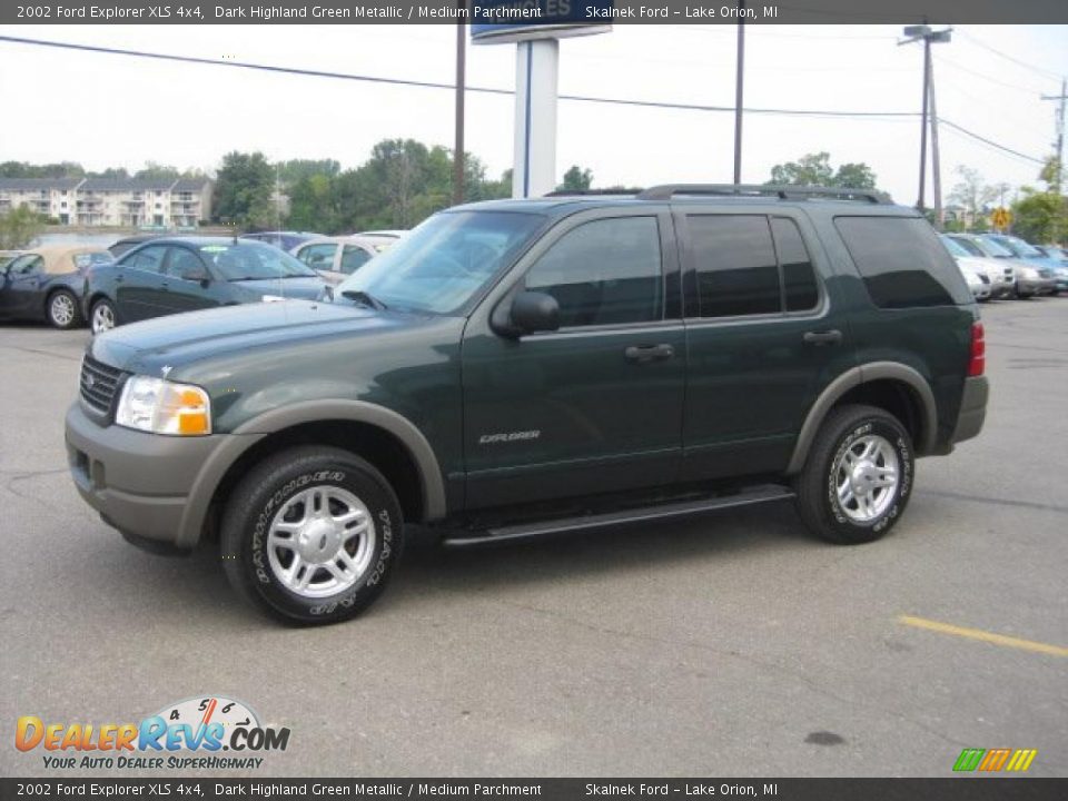 2002 Ford Explorer XLS 4x4 Dark Highland Green Metallic / Medium Parchment Photo #8