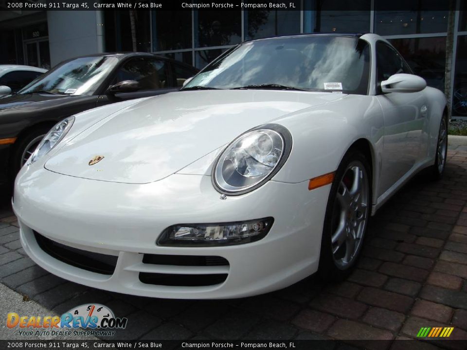 2008 Porsche 911 Targa 4S Carrara White / Sea Blue Photo #2