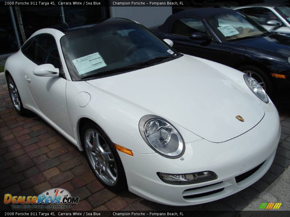 2008 Porsche 911 Targa 4S Carrara White / Sea Blue Photo #3