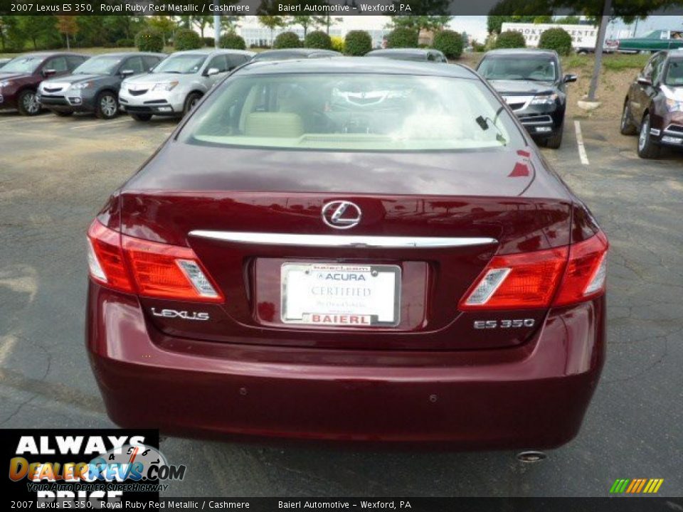 2007 Lexus ES 350 Royal Ruby Red Metallic / Cashmere Photo #6