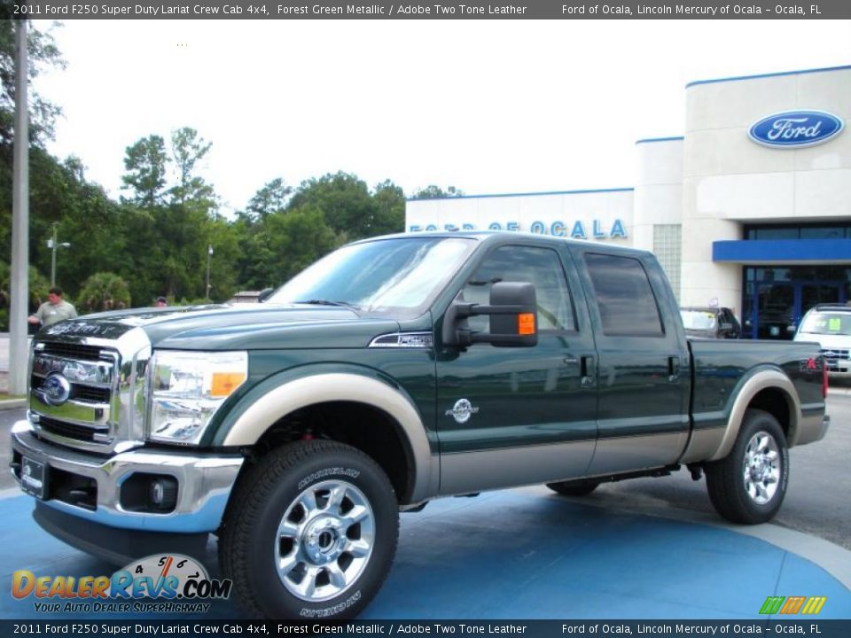 2011 Ford F250 Super Duty Lariat Crew Cab 4x4 Forest Green Metallic / Adobe Two Tone Leather Photo #1