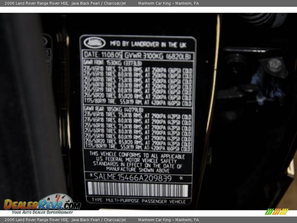 2006 Land Rover Range Rover HSE Java Black Pearl / Charcoal/Jet Photo #12