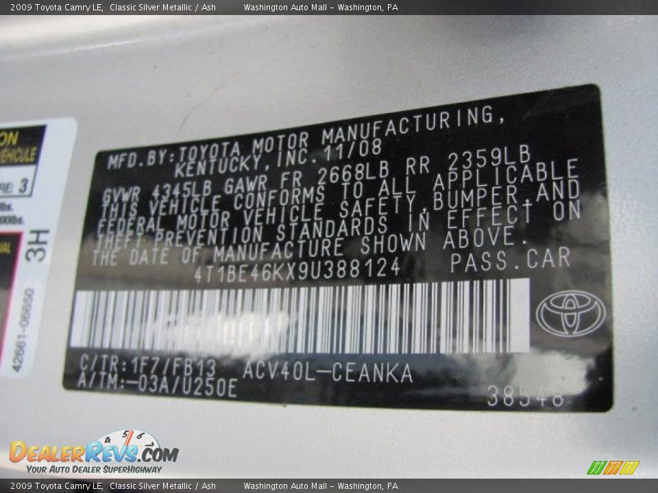 2009 Toyota Camry LE Classic Silver Metallic / Ash Photo #19