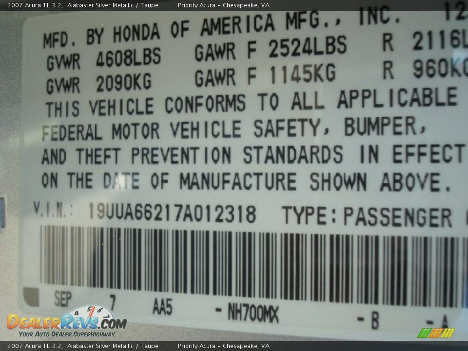 2007 Acura TL 3.2 Alabaster Silver Metallic / Taupe Photo #21