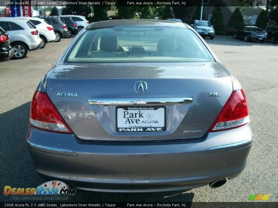 2008 Acura RL 3.5 AWD Sedan Lakeshore Silver Metallic / Taupe Photo #4