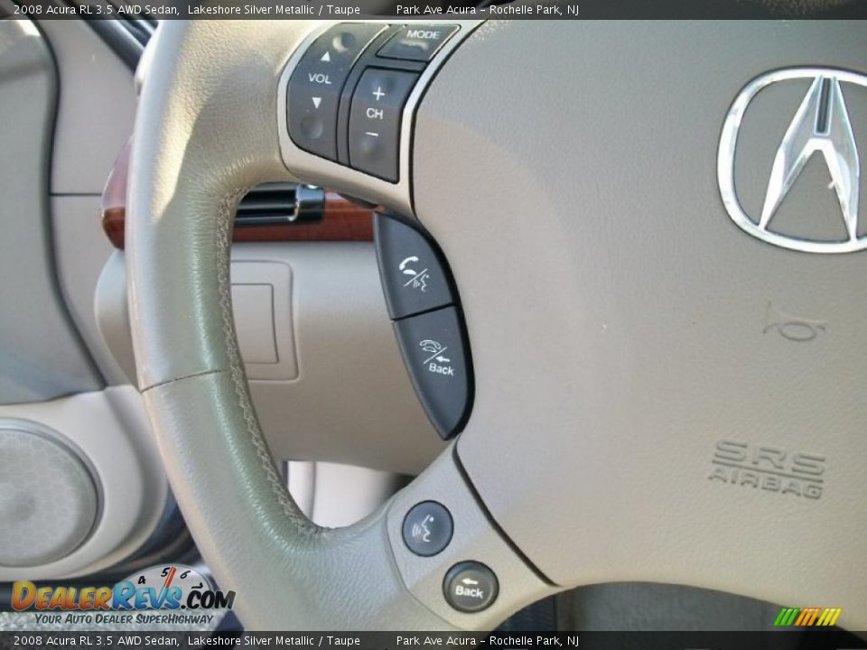 2008 Acura RL 3.5 AWD Sedan Lakeshore Silver Metallic / Taupe Photo #15