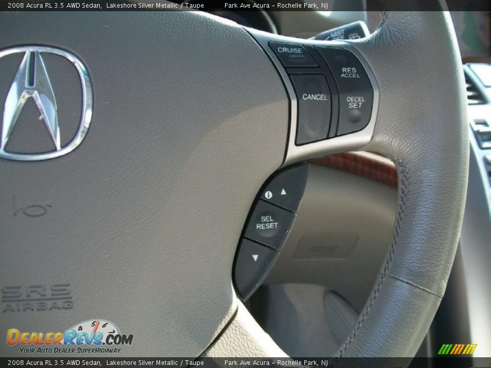 2008 Acura RL 3.5 AWD Sedan Lakeshore Silver Metallic / Taupe Photo #16