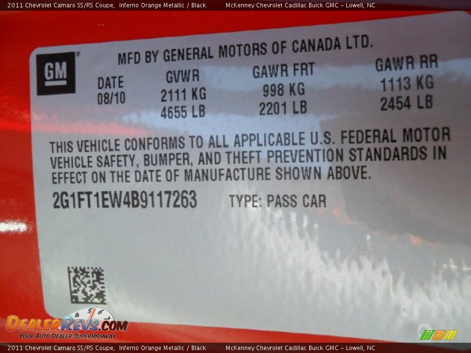 2011 Chevrolet Camaro SS/RS Coupe Inferno Orange Metallic / Black Photo #6