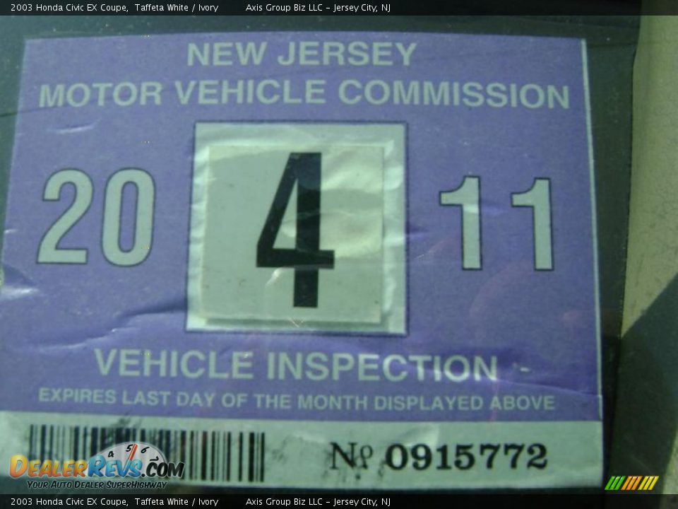 2003 Honda Civic EX Coupe Taffeta White / Ivory Photo #15