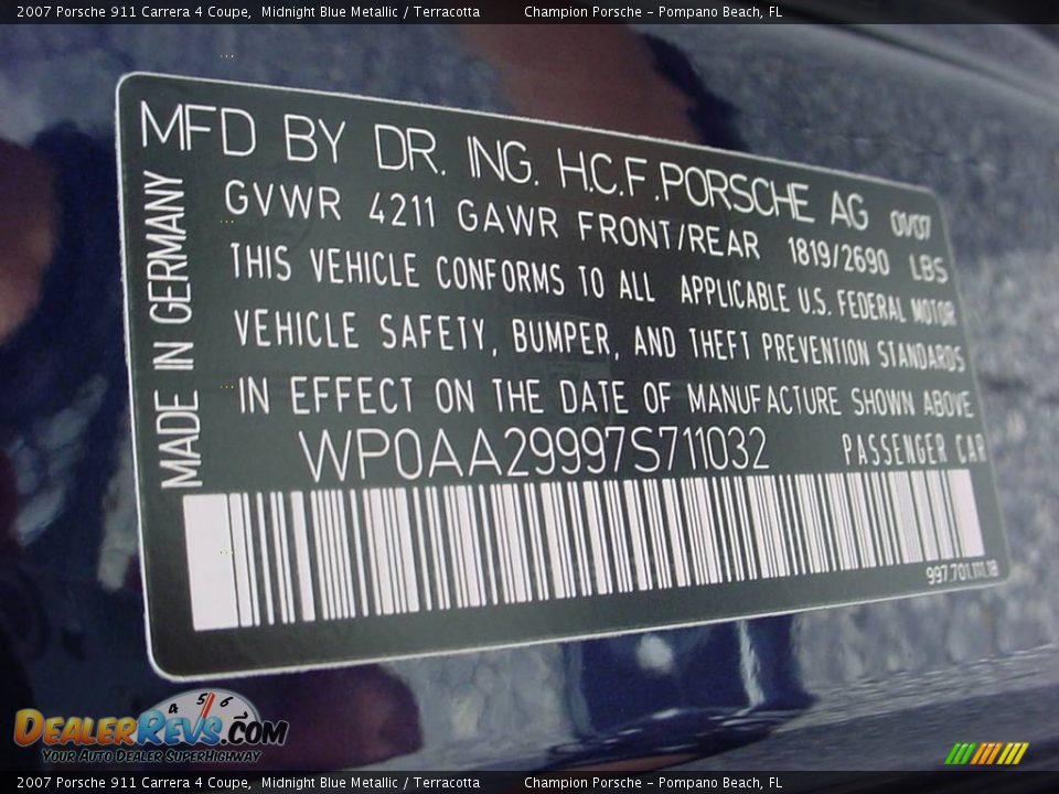 2007 Porsche 911 Carrera 4 Coupe Midnight Blue Metallic / Terracotta Photo #19