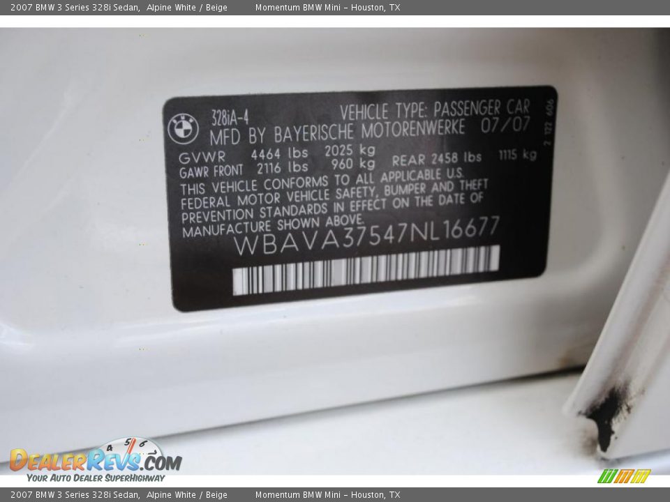 2007 BMW 3 Series 328i Sedan Alpine White / Beige Photo #14