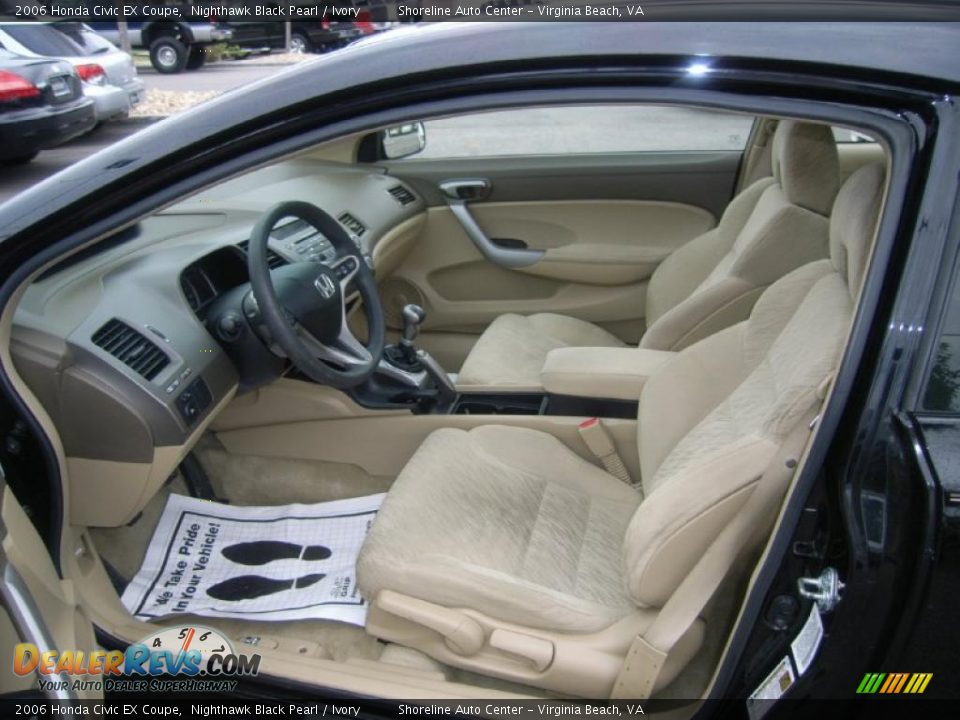 2006 Honda Civic EX Coupe Nighthawk Black Pearl / Ivory Photo #14