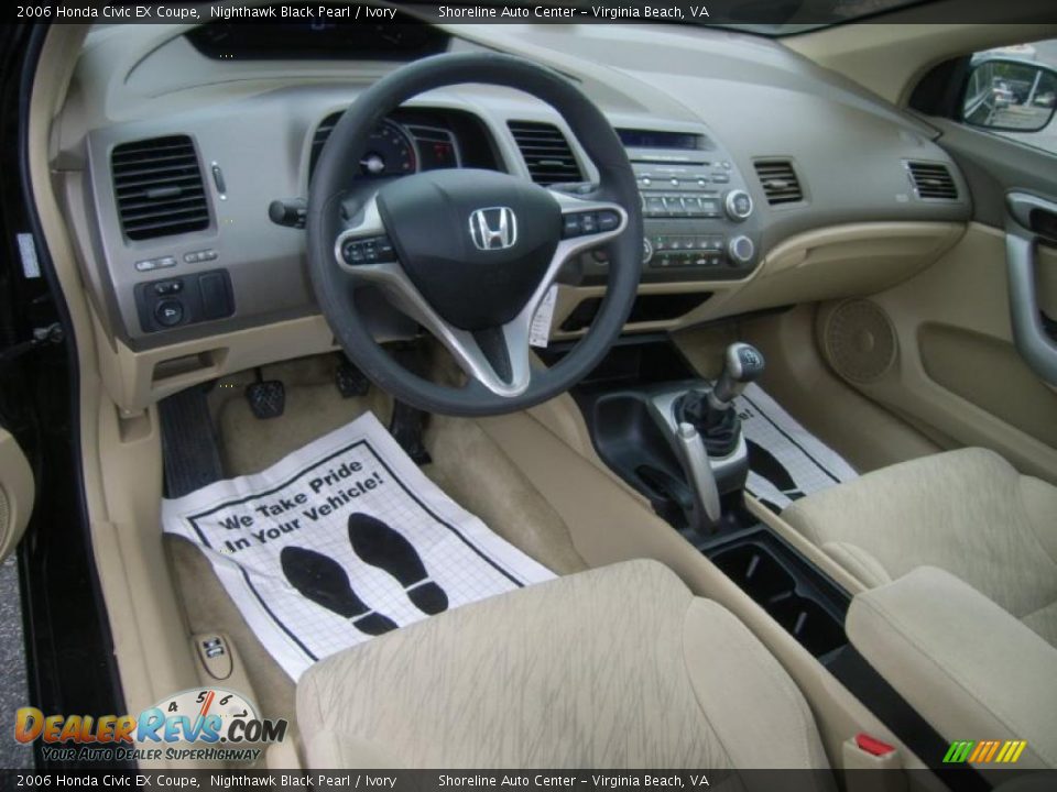 2006 Honda Civic EX Coupe Nighthawk Black Pearl / Ivory Photo #15