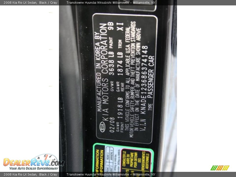 2008 Kia Rio LX Sedan Black / Gray Photo #23