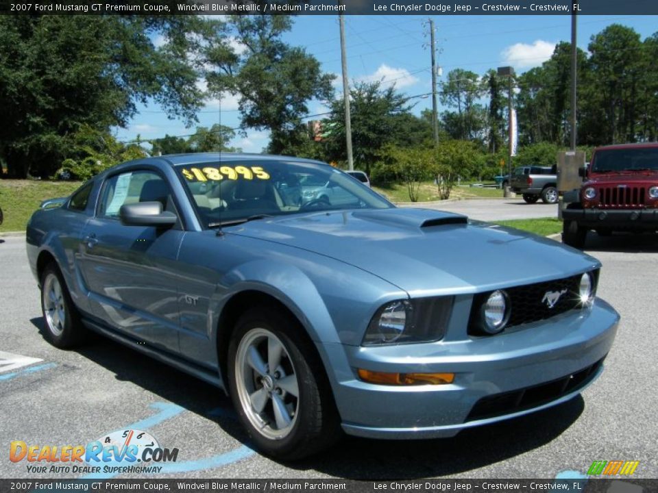 2007 Ford Mustang GT Premium Coupe Windveil Blue Metallic / Medium Parchment Photo #7