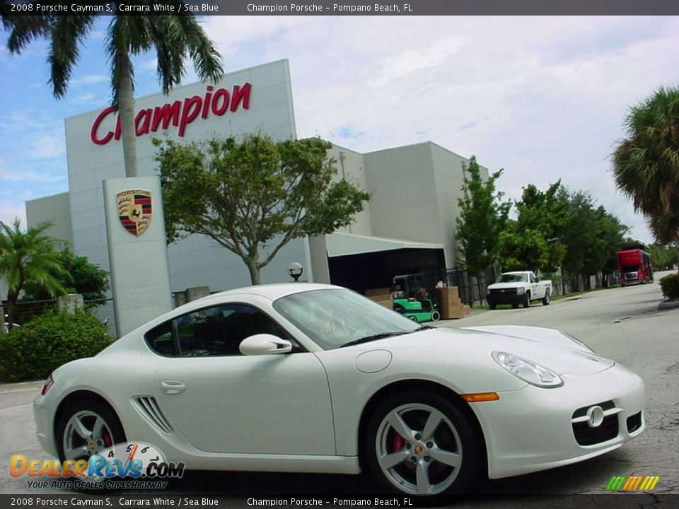 2008 Porsche Cayman S Carrara White / Sea Blue Photo #2