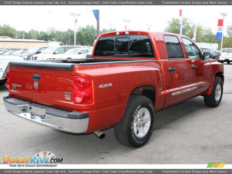 2008 Dodge Dakota Laramie Crew Cab 4x4 Sunburst Orange Pearl / Dark Slate Gray/Medium Slate Gray Photo #2