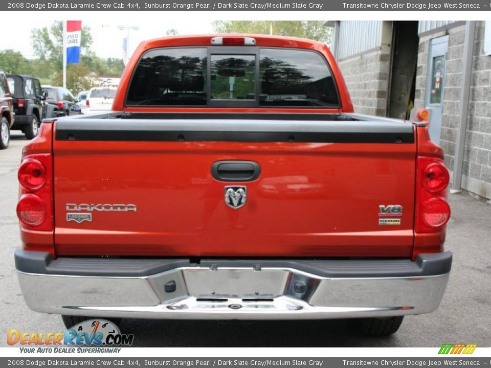 2008 Dodge Dakota Laramie Crew Cab 4x4 Sunburst Orange Pearl / Dark Slate Gray/Medium Slate Gray Photo #7