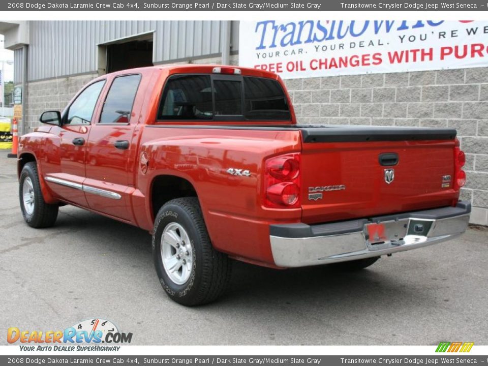 2008 Dodge Dakota Laramie Crew Cab 4x4 Sunburst Orange Pearl / Dark Slate Gray/Medium Slate Gray Photo #12