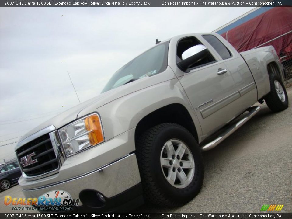 2007 GMC Sierra 1500 SLT Extended Cab 4x4 Silver Birch Metallic / Ebony Black Photo #1