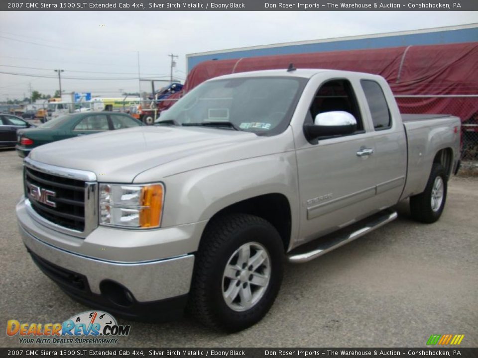 2007 GMC Sierra 1500 SLT Extended Cab 4x4 Silver Birch Metallic / Ebony Black Photo #2