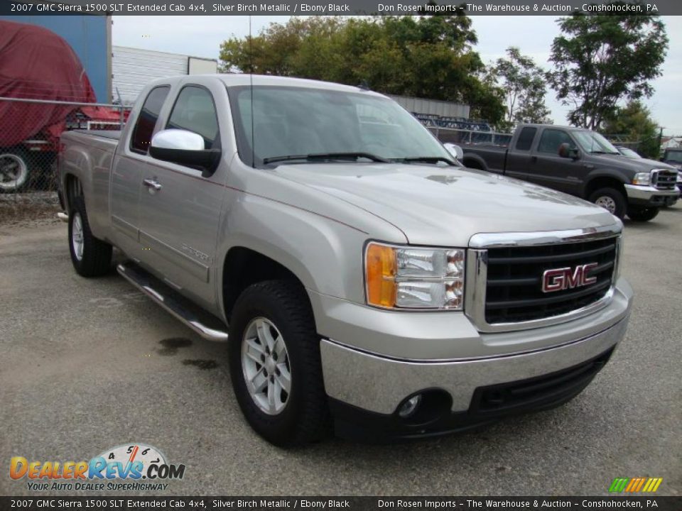 2007 GMC Sierra 1500 SLT Extended Cab 4x4 Silver Birch Metallic / Ebony Black Photo #4