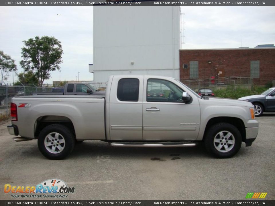 2007 GMC Sierra 1500 SLT Extended Cab 4x4 Silver Birch Metallic / Ebony Black Photo #7