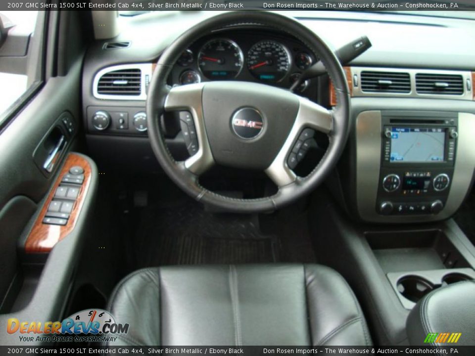 2007 GMC Sierra 1500 SLT Extended Cab 4x4 Silver Birch Metallic / Ebony Black Photo #31