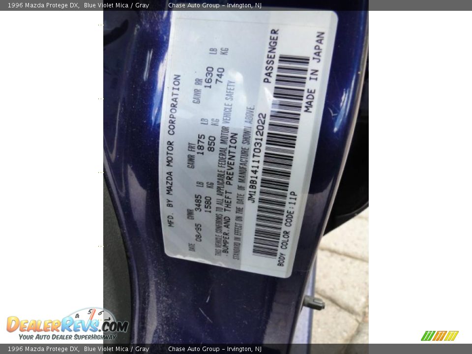 1996 Mazda Protege DX Blue Violet Mica / Gray Photo #20