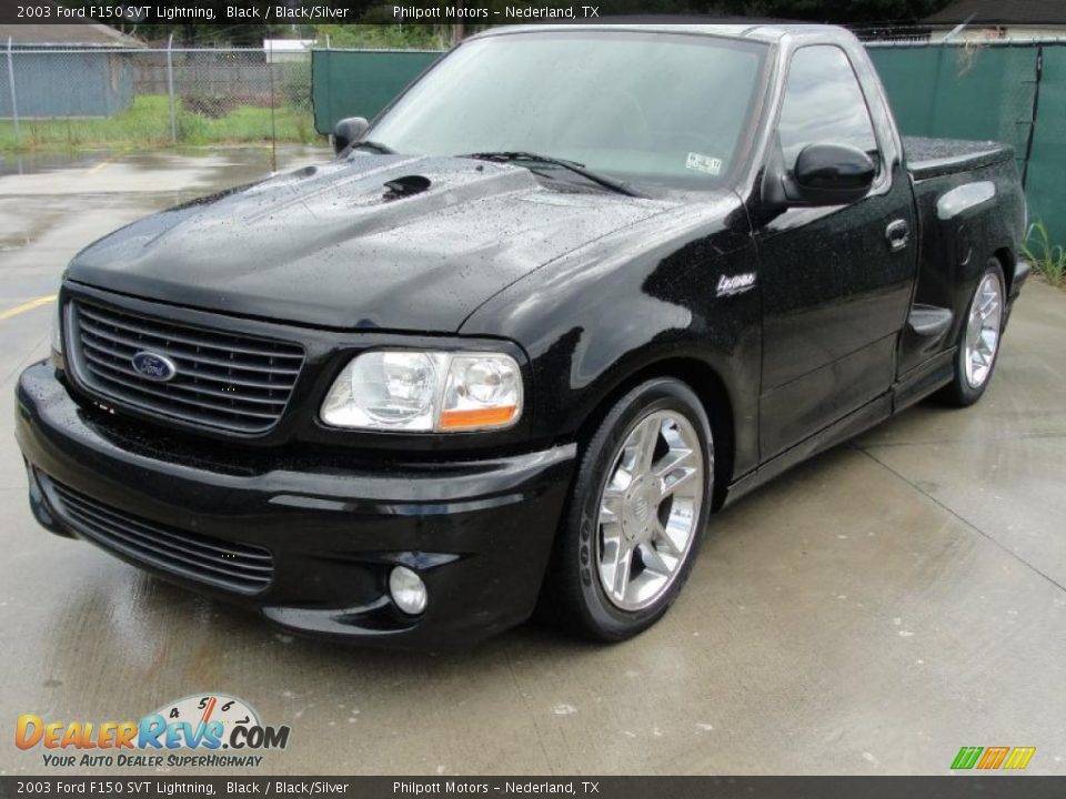 2003 Ford F150 SVT Lightning Black / Black/Silver Photo #7