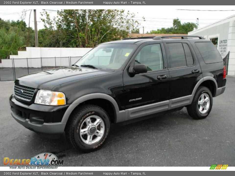 2002 Ford Explorer XLT Black Clearcoat / Medium Parchment Photo #1