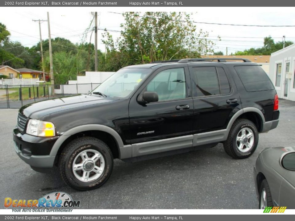 2002 Ford Explorer XLT Black Clearcoat / Medium Parchment Photo #2