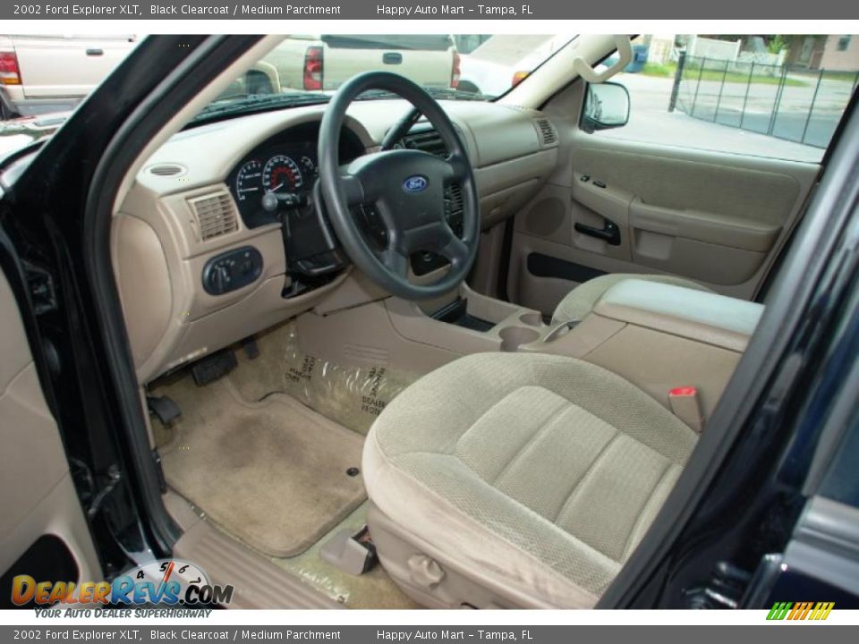 2002 Ford Explorer XLT Black Clearcoat / Medium Parchment Photo #13