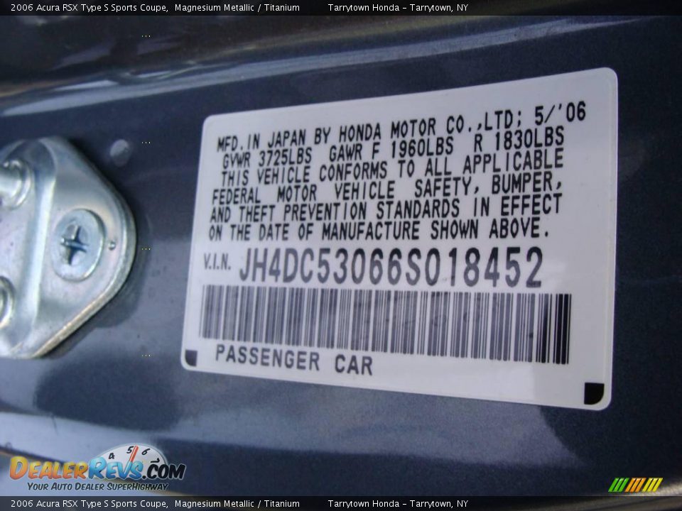 2006 Acura RSX Type S Sports Coupe Magnesium Metallic / Titanium Photo #15
