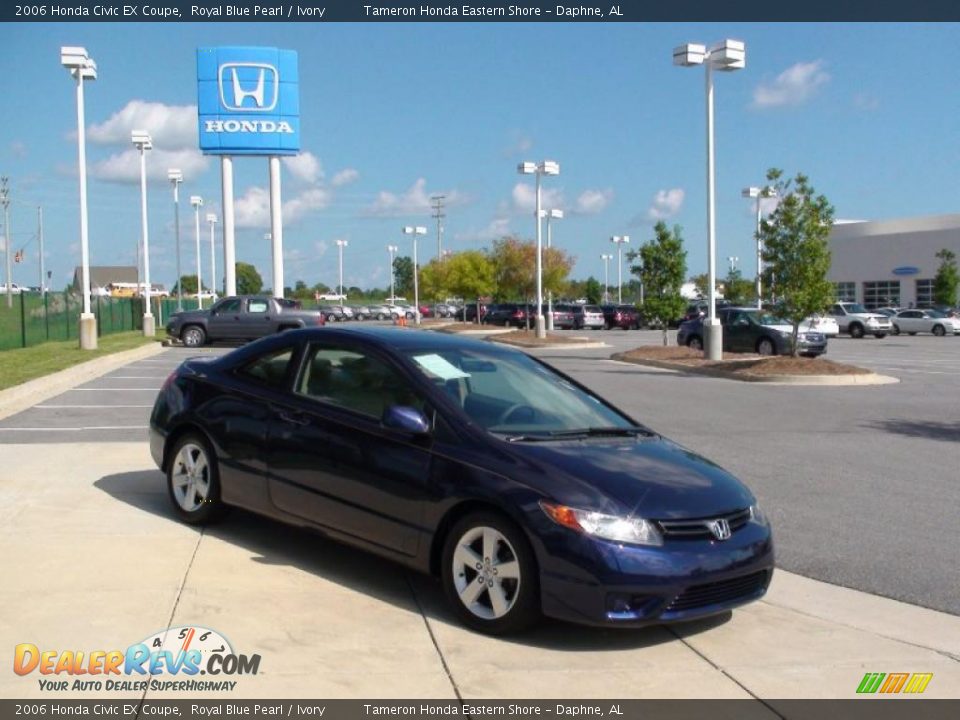 2006 Honda Civic EX Coupe Royal Blue Pearl / Ivory Photo #3