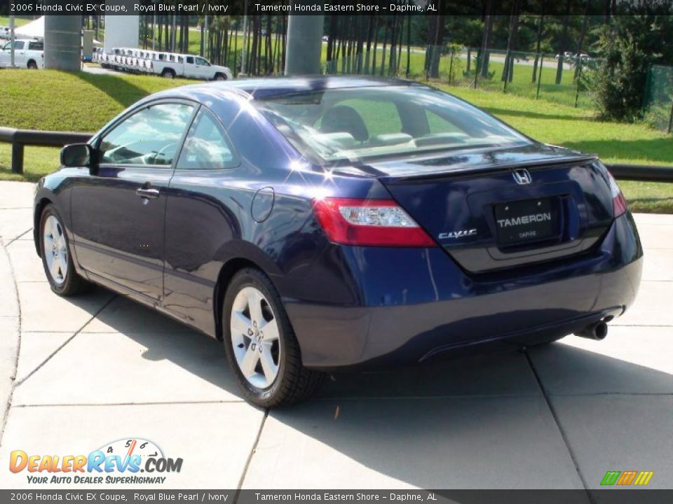 2006 Honda Civic EX Coupe Royal Blue Pearl / Ivory Photo #7