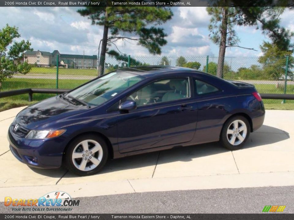 2006 Honda Civic EX Coupe Royal Blue Pearl / Ivory Photo #10