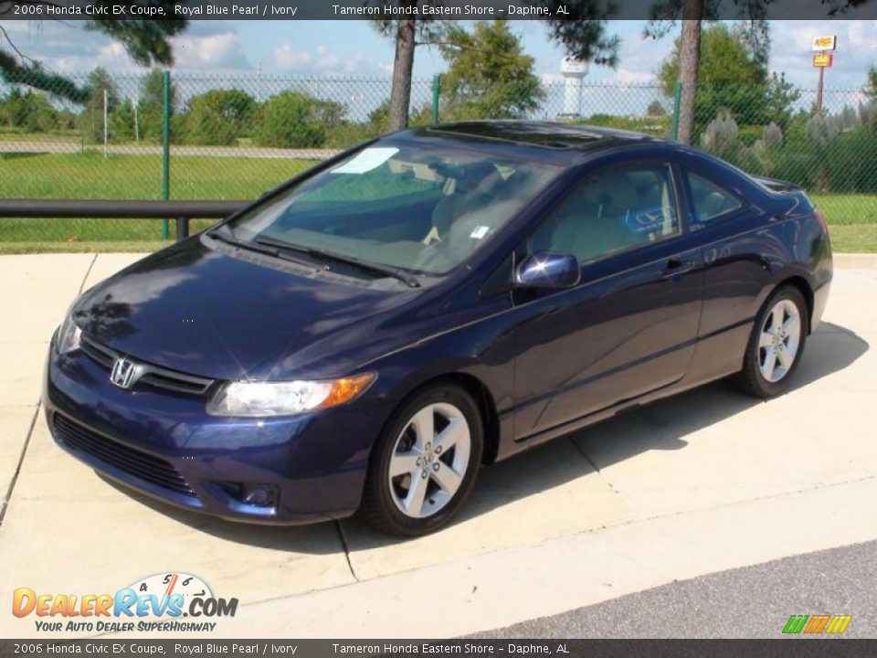 2006 Honda Civic EX Coupe Royal Blue Pearl / Ivory Photo #11