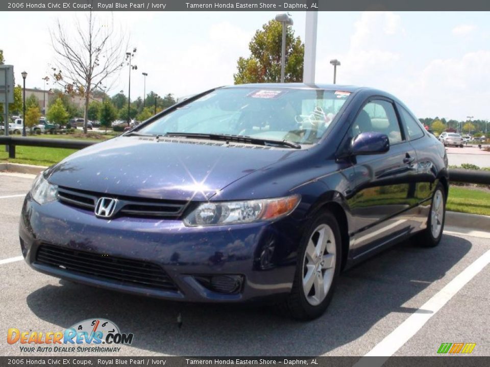 2006 Honda Civic EX Coupe Royal Blue Pearl / Ivory Photo #34