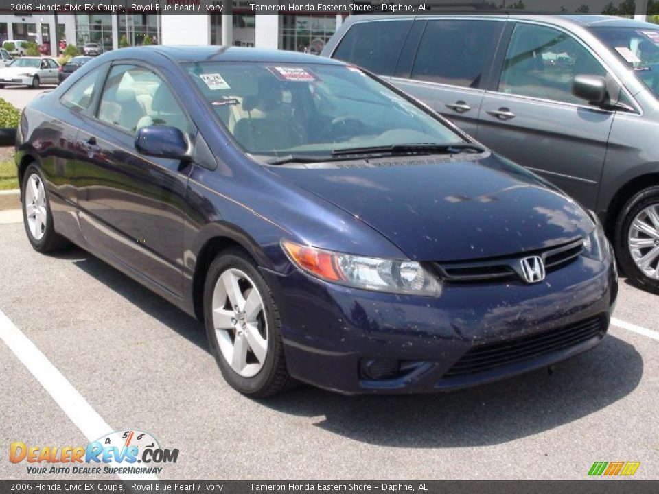 2006 Honda Civic EX Coupe Royal Blue Pearl / Ivory Photo #35
