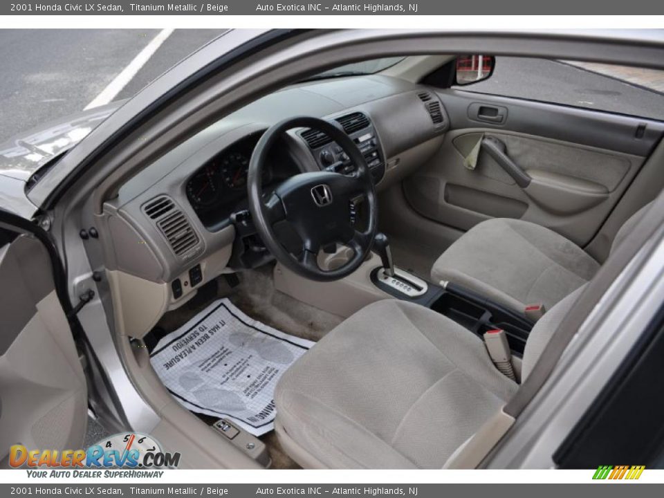 2001 Honda Civic LX Sedan Titanium Metallic / Beige Photo #5