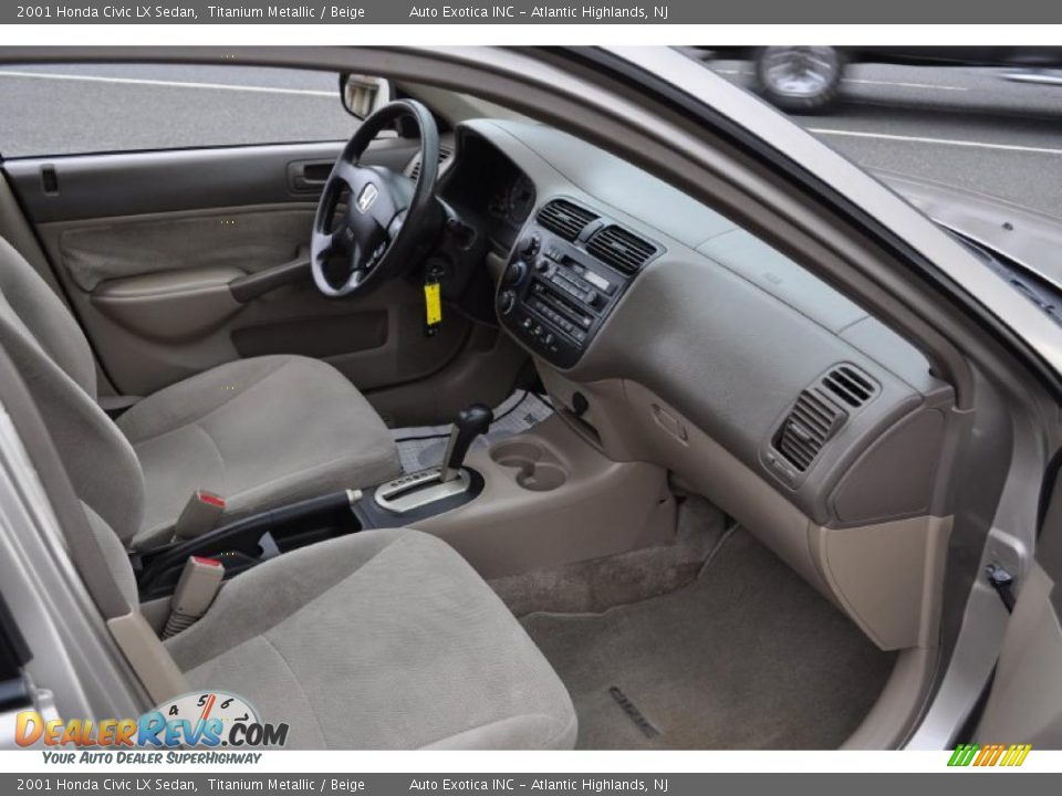2001 Honda Civic LX Sedan Titanium Metallic / Beige Photo #6