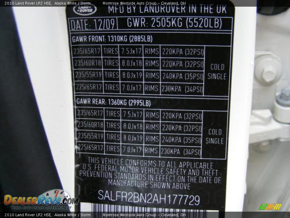 2010 Land Rover LR2 HSE Alaska White / Storm Photo #30