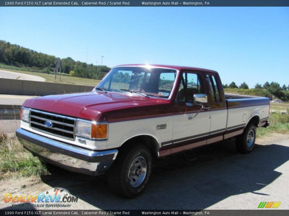 Cabernet Red 1990 Ford F150 XLT Lariat Extended Cab Photo #1